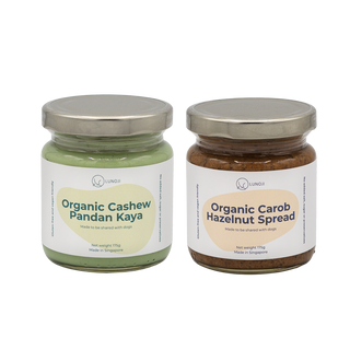 Organic Carob Hazelnut Spread and Organic Cashew Pandan Kaya Spread for Dogs