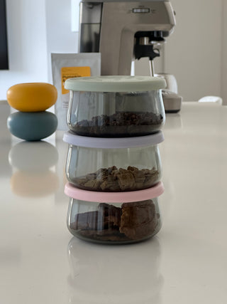 Hedi with jars and coffee maker