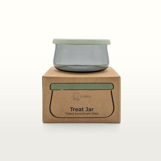 Green Tinted Glass Treat Jar with Packaging Lunoji