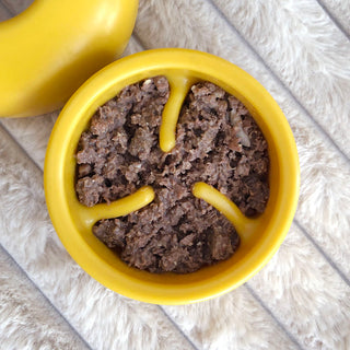 Yellow Pebble Slow Feeder with Wet Food