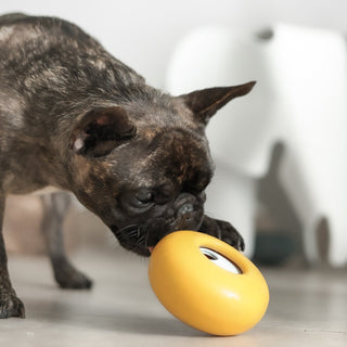 Pawing Yellow Pebble Slow Feeder Toy