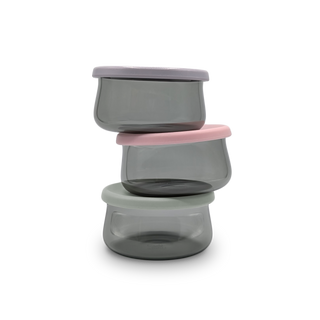 Triple staggered stacked glass jar Lunoji